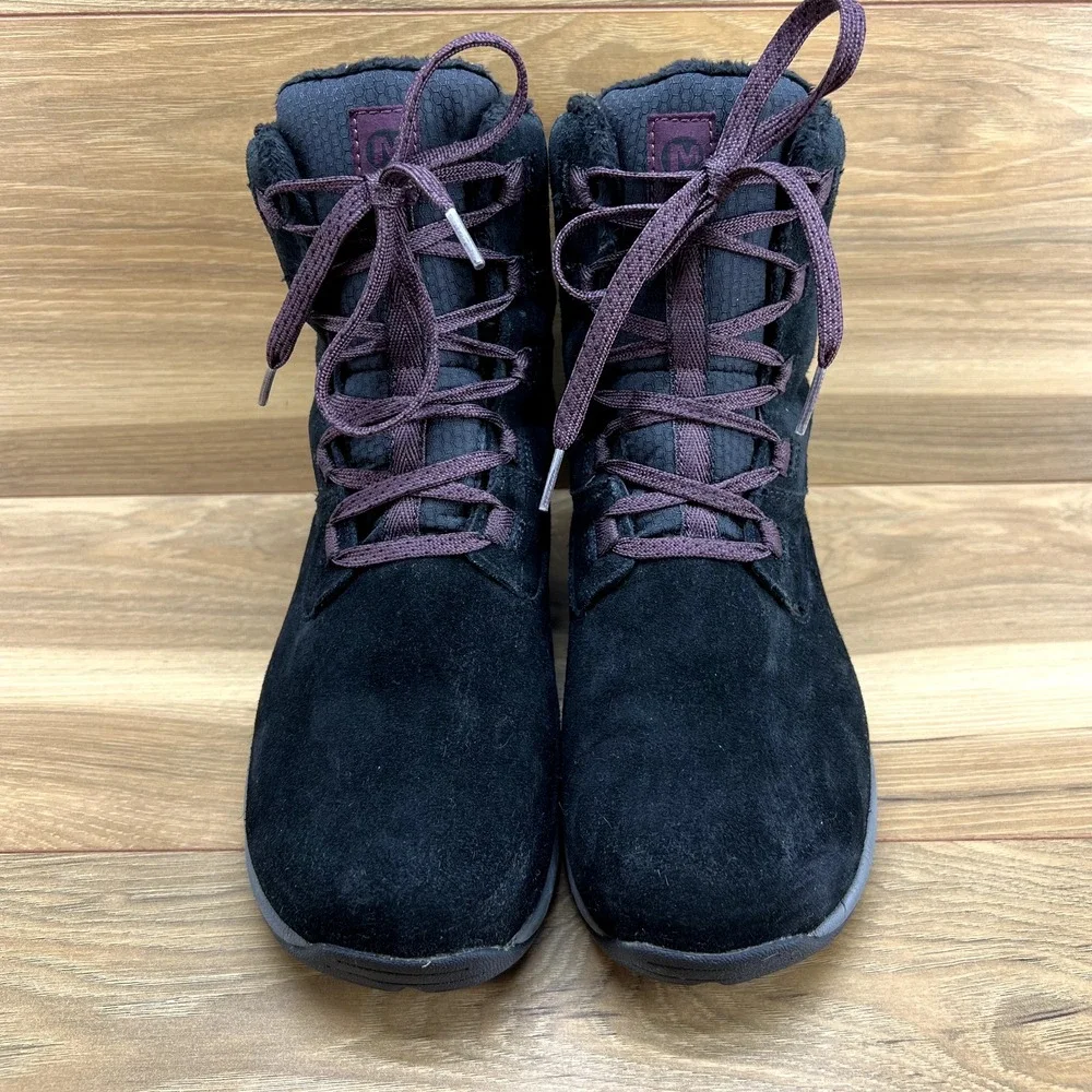 Merrell Womens Boots Size‎ 8.5 Jovilee Artica Winter Black Suede Huckleberry
